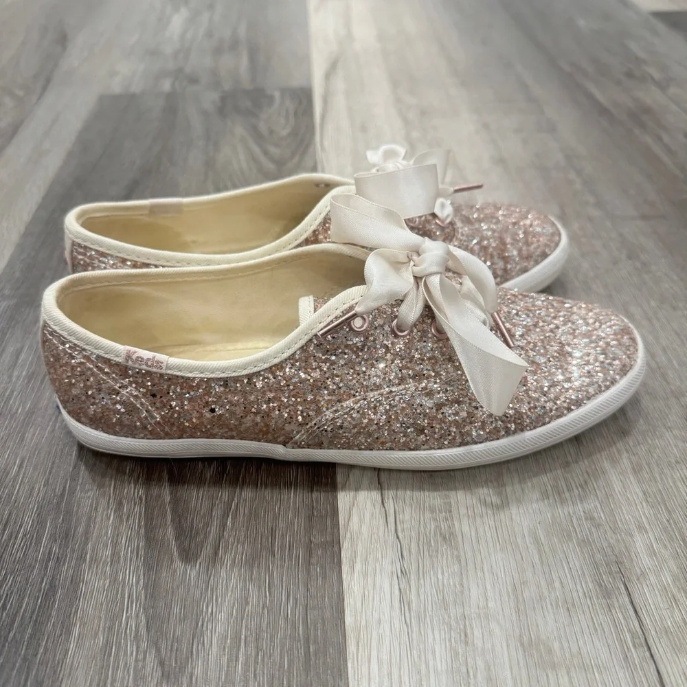 Kate Spade Keds Glitter Sneakers 6 Pink Bridal Wedding Bridesmaid Valentines